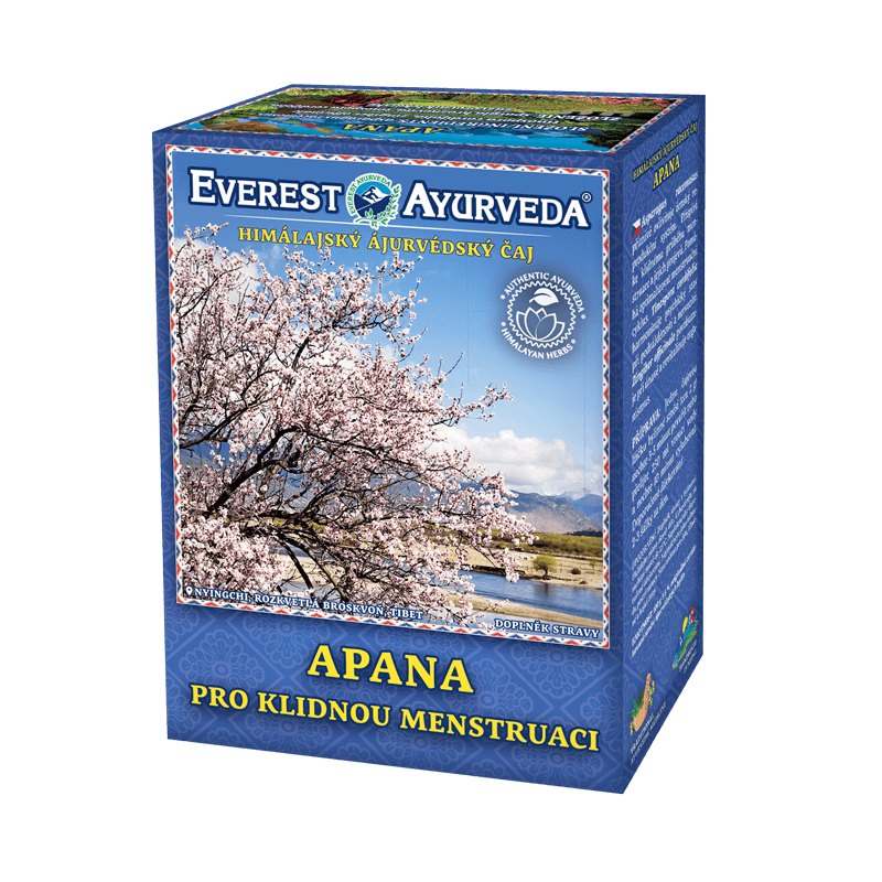 Everest Ayurveda Apana herbal tea for calm menstruation with Himalayan herbs, 100g box