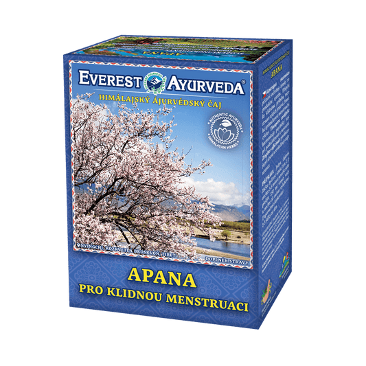 Everest Ayurveda Apana herbal tea for calm menstruation with Himalayan herbs, 100g box