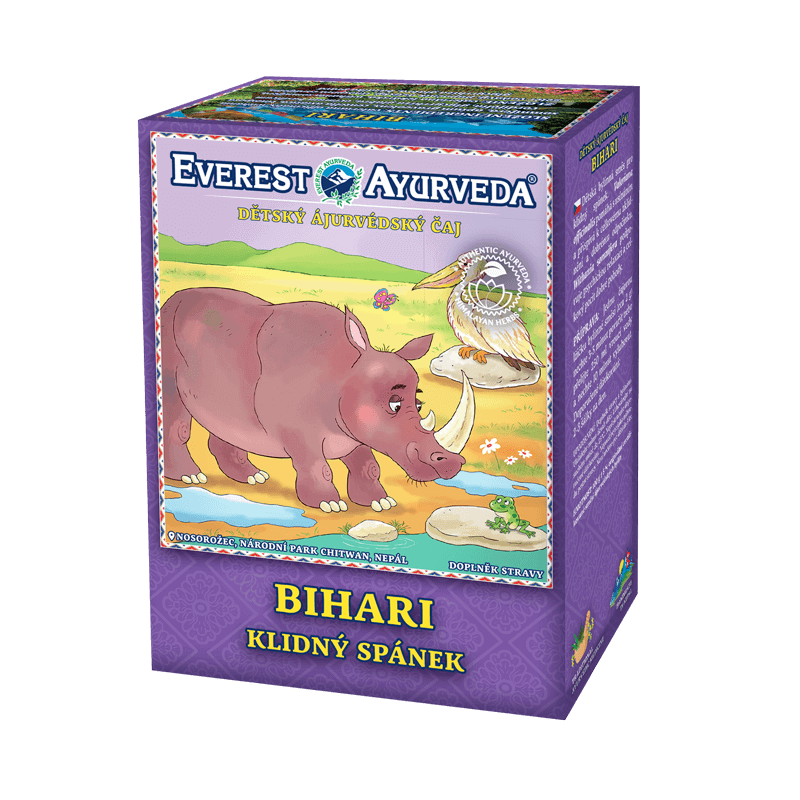 Bihari herbal tea for children's restful sleep with valeriana officinalis and withania somnifera, 100g pack