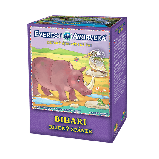 Bihari herbal tea for children's restful sleep with valeriana officinalis and withania somnifera, 100g pack