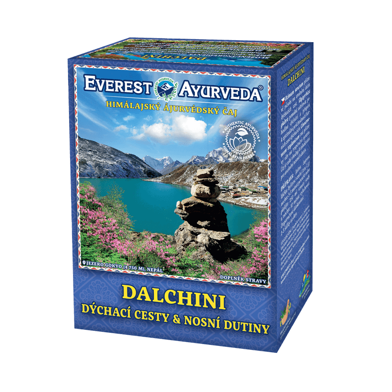 Dalchini Ayurvedic tea for respiratory and nasal relief, 100g packaging from Nepal
