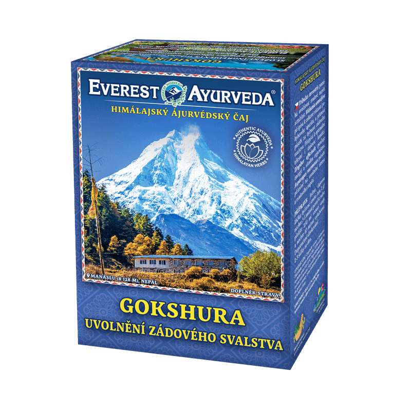 Everest Ayurveda Gokshura herbal tea for back muscle relaxation 100g box from Nepal