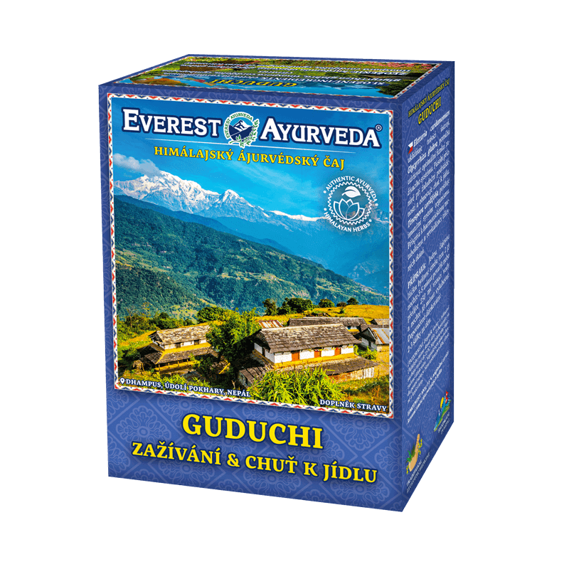 Guduchi Ayurvedic tea for digestion and appetite, 100g Everest Ayurveda packaging with Himalayan herbs ingredients