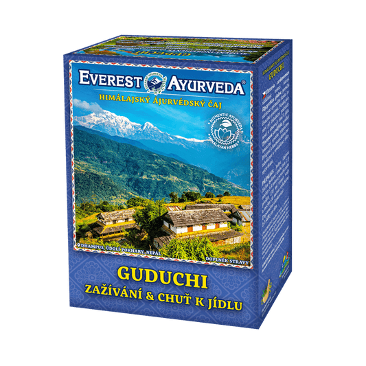 Guduchi Ayurvedic tea for digestion and appetite, 100g Everest Ayurveda packaging with Himalayan herbs ingredients