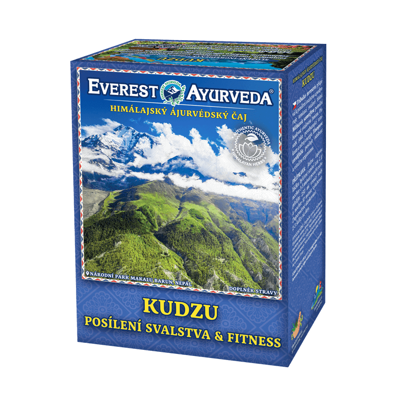 Everest Ayurveda Kudzu muscle strengthening herbal tea 100g box with Himalayan mountain image