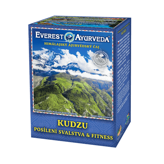 Everest Ayurveda Kudzu muscle strengthening herbal tea 100g box with Himalayan mountain image