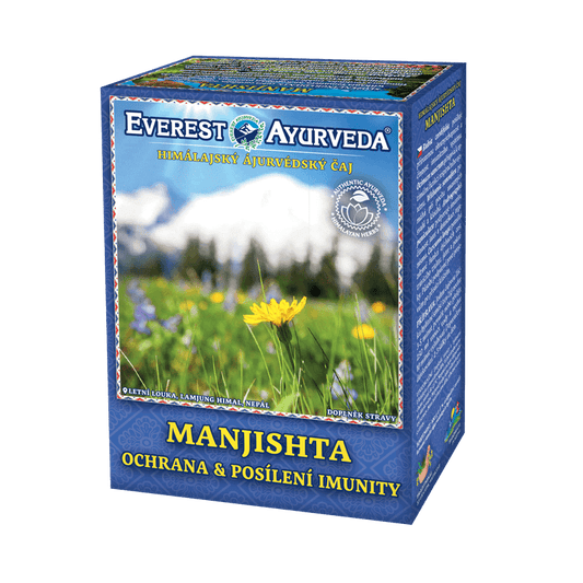 Manjishta Ayurvedic herbal tea for body defence and immunity support in 100g packaging from Nepal