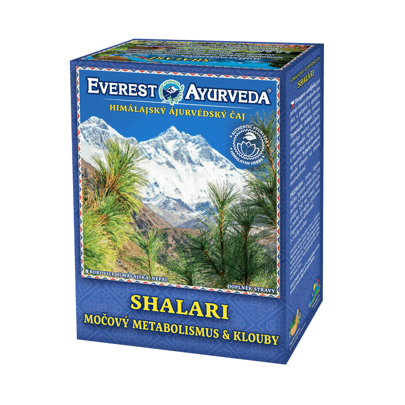 Shalari herbal tea for urinary metabolism and joint health with Himalayan Ayurvedic ingredients in 100g box