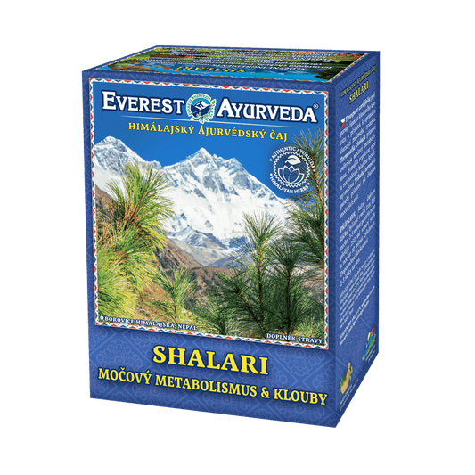 Shalari herbal tea for urinary metabolism and joint health with Himalayan Ayurvedic ingredients in 100g box