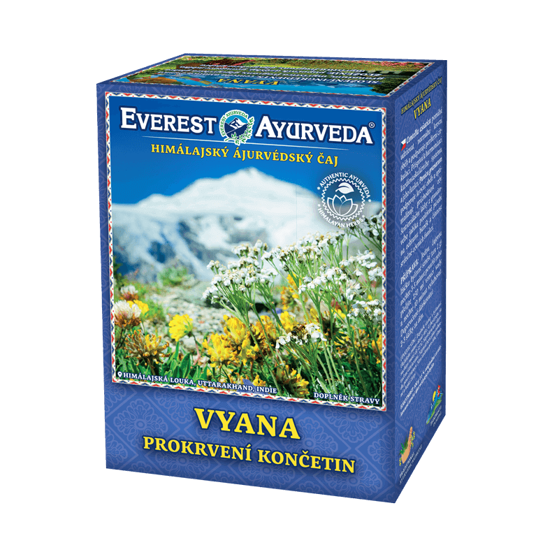 Everest Ayurveda Vyana herbal tea box promoting blood circulation to limbs with Himalayan herbs, 100g