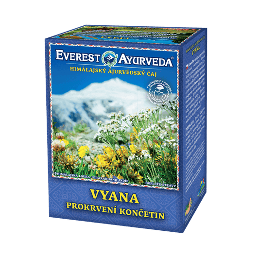 Everest Ayurveda Vyana herbal tea box promoting blood circulation to limbs with Himalayan herbs, 100g