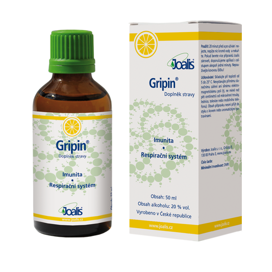 Joalis Gripin 50ml herbal supplement for flu and respiratory system support with sage, peppermint, and white horehound