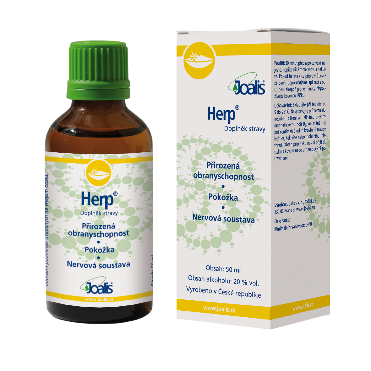Joalis Herp 50ml immune support supplement for herpes viruses with plant extracts and vitamin B1