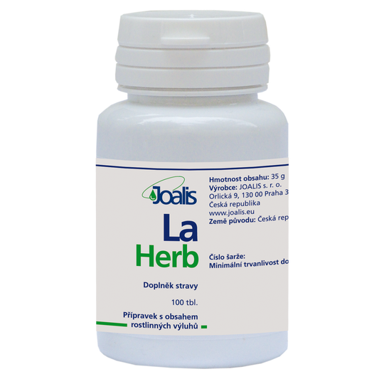 LaHerb dietary supplement bottle for enteric nervous system detoxification with 100 tablets