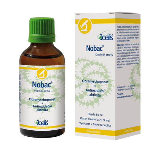 Nobac 50 ml bottle and box dietary supplement for bacterial load control and antioxidant activity