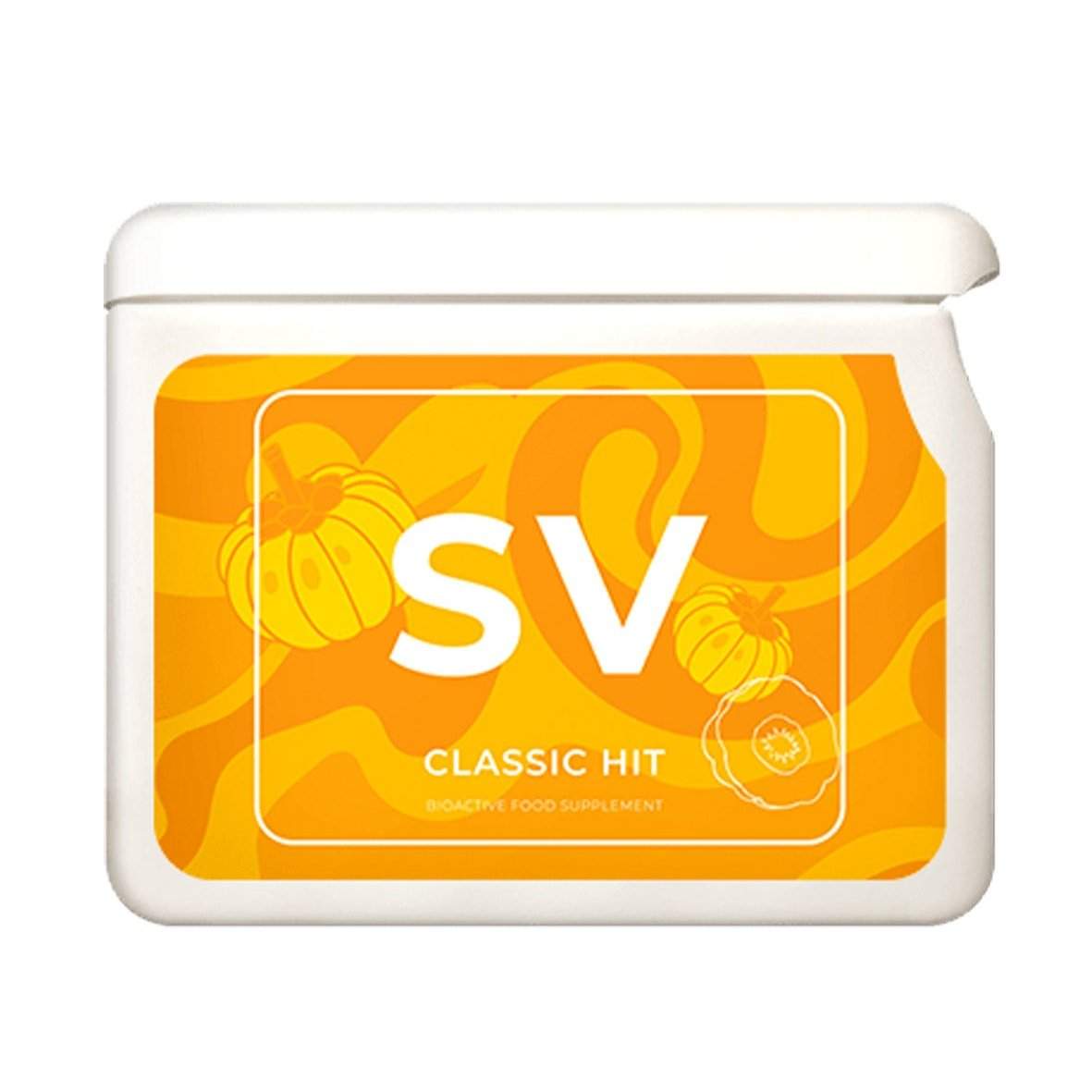 White container of Vision Project V-SV dietary supplement with Garcinia Cambogia peel extract for metabolism and appetite support