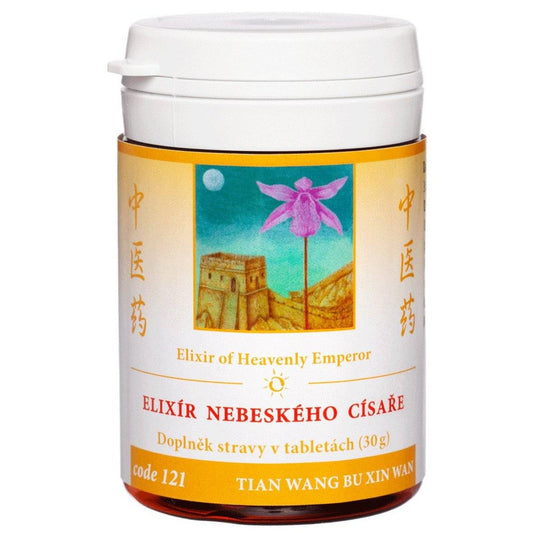 Bottle of 121 Elixir of Heavenly Emperor TIAN WANG BU XIN WAN herbal supplement for irritability and insomnia relief
