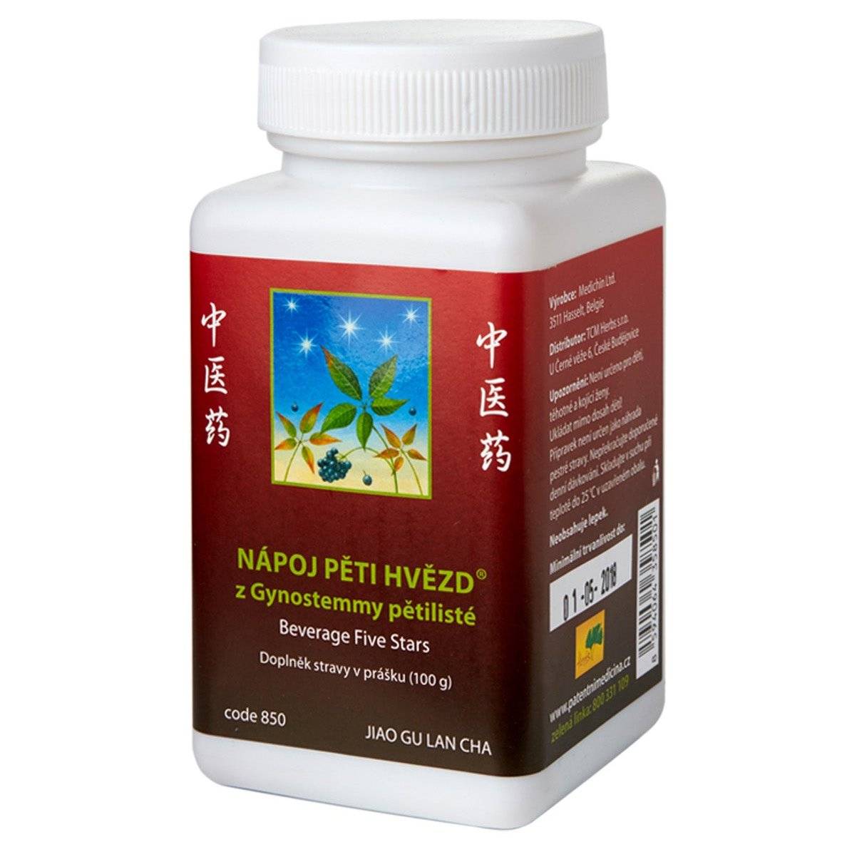 Container of 850 Beverage Five Stars Gynostemma pentaphyllum herbal powder 100g for TCM health benefits