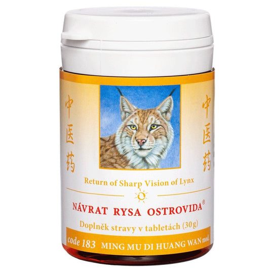 Bottle of 183 Return of Sharpvision of Lynx herbal tablets for eye health and glaucoma support