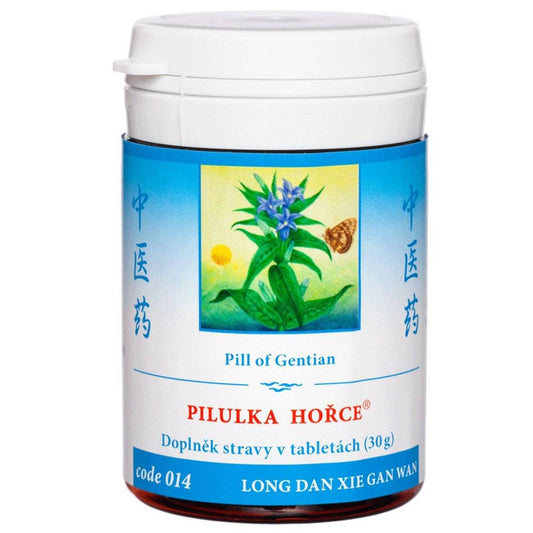 Bottle of Pill of Gentian herbal tablets for migraines and liver health, 100 tablets