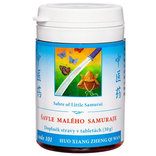 Sabre of Little Samurai herbal supplement for acute diarrhea treatment, 100 tablets container