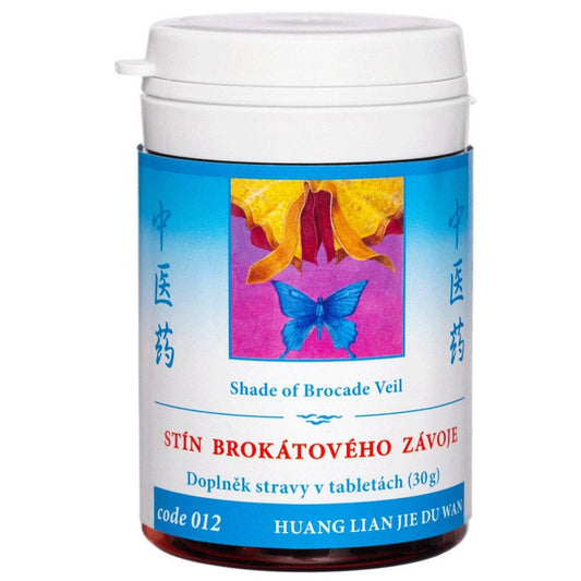Bottle of Shade of Brocate Veil 100 tablets for stomach inflammation and heat detoxification in traditional Chinese medicine