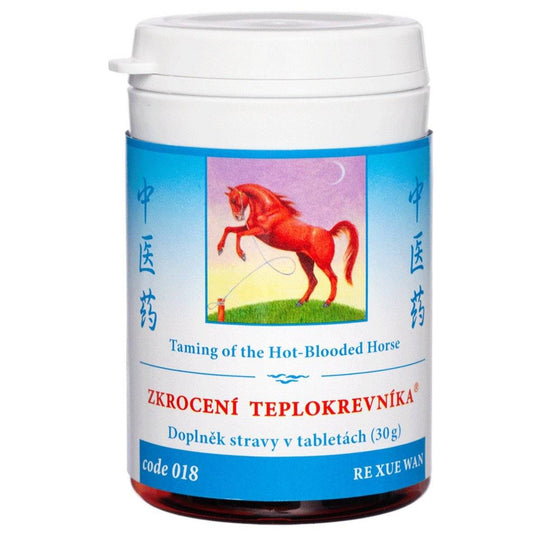 Bottle of Taming of the Hot-Blooded Horse herbal tablets for psoriasis and blood heat cooling
