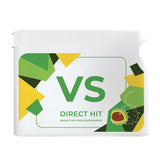 White container of Vision Project V - VS antioxidant vascular health supplement with green and yellow geometric accents and chestnut illustration